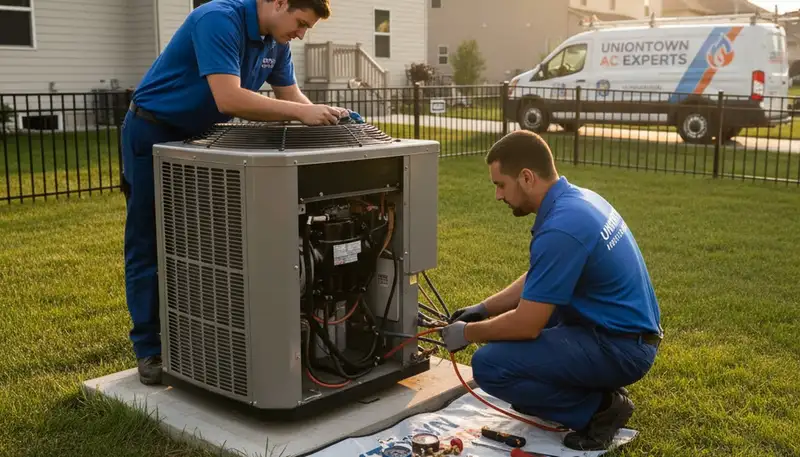Professional HVAC technician providing AC repair service in Canton, OH