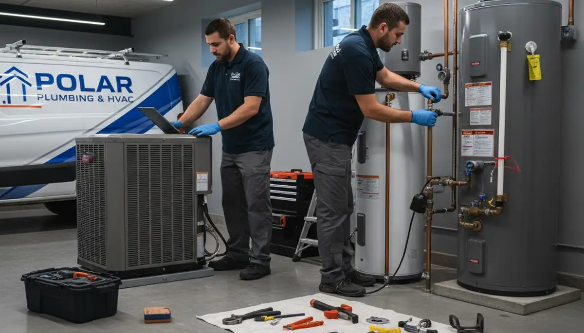 Plumber repairing residential water pipes in Canton, OH | Five Star Cooling plumbing services